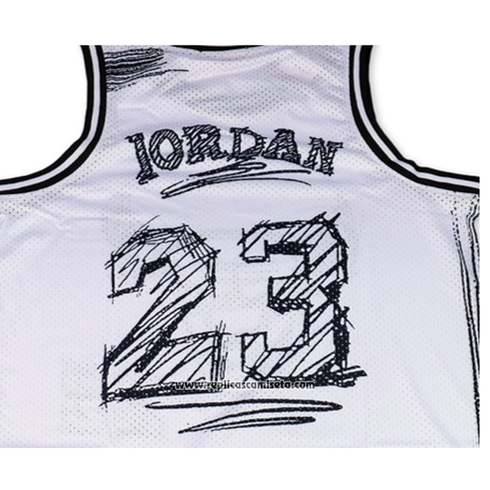 Camiseta Chicago Bulls Michael Jordan NO 23 Mitchell & Ness 1997-98 Blanco1